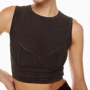 Babaton Artizia Pointelle Knit Vest Sleeveless Crewneck Cropped Sweater Tank Med